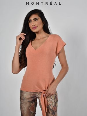 Frank Lyman  Coral Knit top with tie